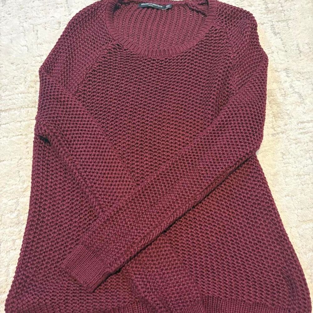 Brandy-melville Women's Burgundy and Red Jumper